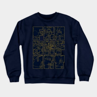 Frankfurt, Germany City Map Typography - Gold Art Deco Crewneck Sweatshirt